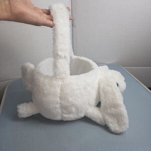 Plush White Bunny Easter Basket Decorative Fabric Container Handle